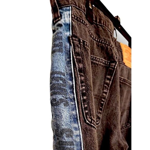 Levi's Jeans Mens 34 Lo-Ball Big E Stacked Slim Tapered Logo Distressed Black - Picture 6 of 7